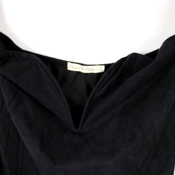 Black Off shoulder Faux Suede Bodycon Party Dress - Picture 4 of 6